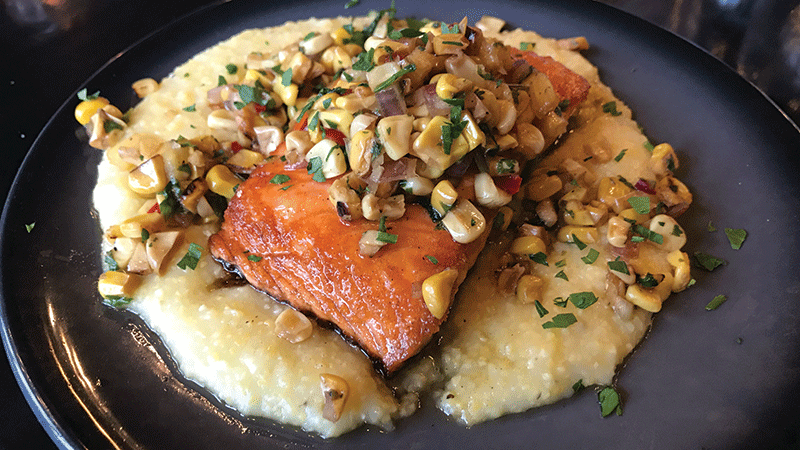 roasted salmon with creamy polenta and roasted corn salsa